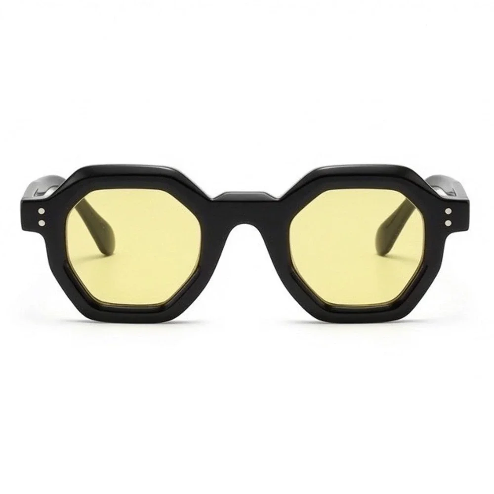 Fashion Small Polygon Sunglasses Retro Rivets Men Shades UV400 Trending Outdoor